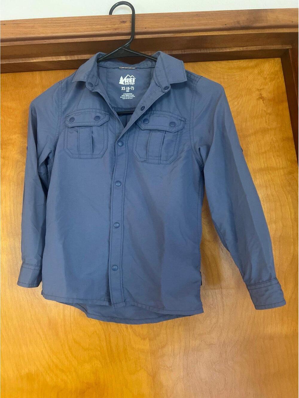 REI Co-op Kids XS (6-7) Blue Long Sleeve Button-Up Shirt